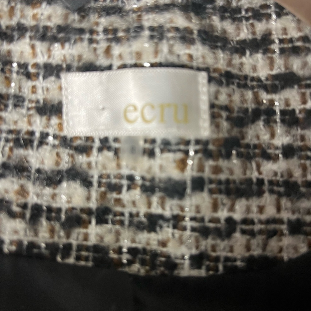 ECRU tweed blazer with double breasted look in black and white tweed Sz 8 - Picture 5 of 10